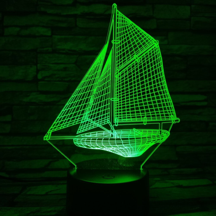 Vitorlás hajó 7 színű 3D led lámpa
