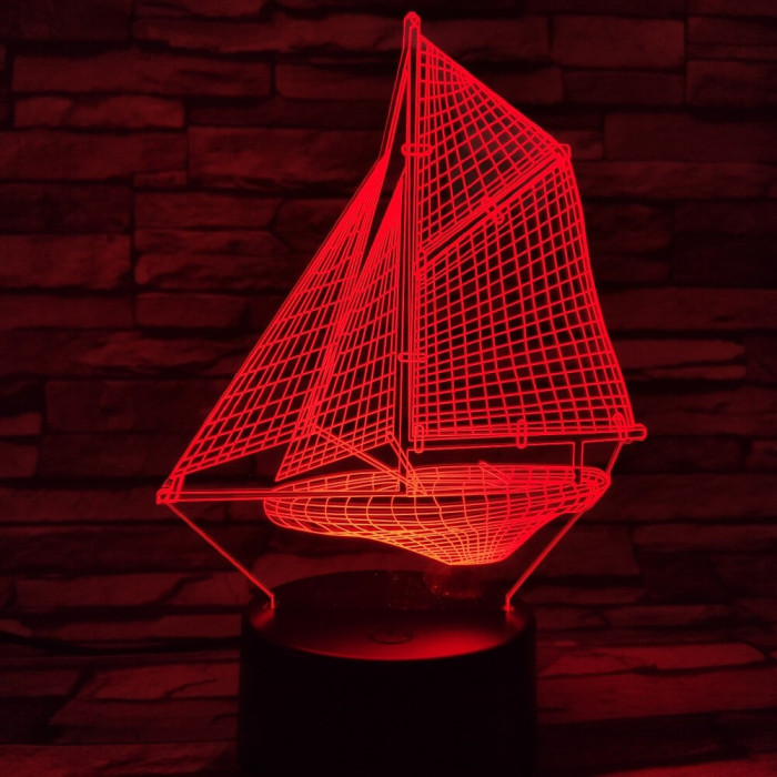 Vitorlás hajó 7 színű 3D led lámpa