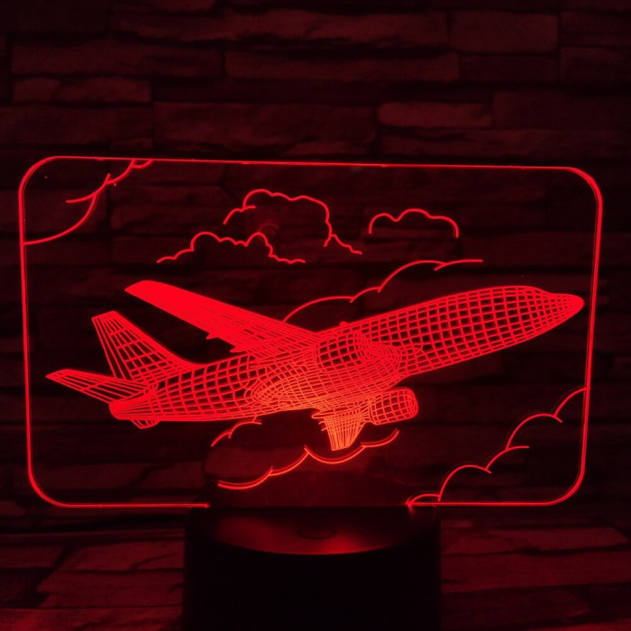 Repülő Boeing B737  7 színű 3D led lámpa
