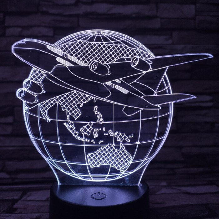 Repülő a föld körül 7 színű 3D led lámpa