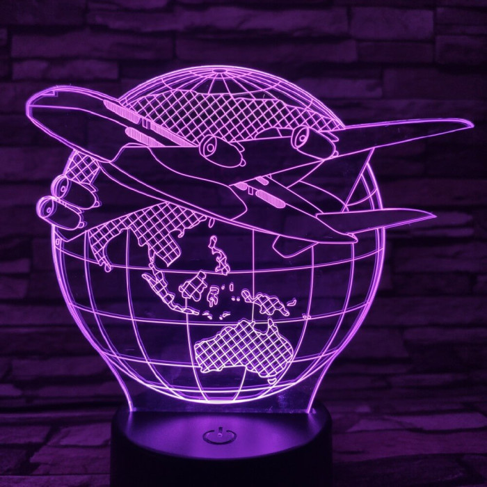 Repülő a föld körül 7 színű 3D led lámpa