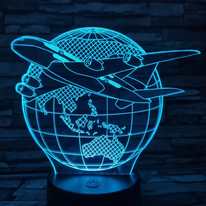 Repülő a föld körül 7 színű 3D led lámpa