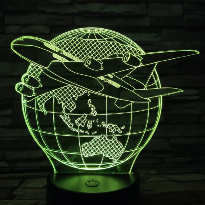 Repülő a föld körül 7 színű 3D led lámpa