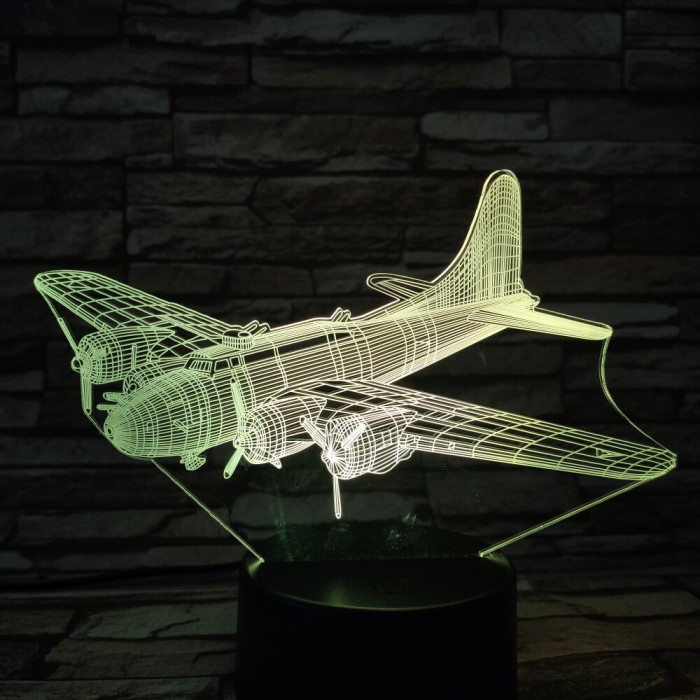 Katonai Repülőgép 2 7 színű 3D led lámpa