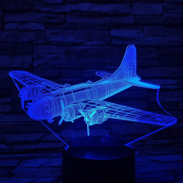 Katonai Repülőgép 2 7 színű 3D led lámpa
