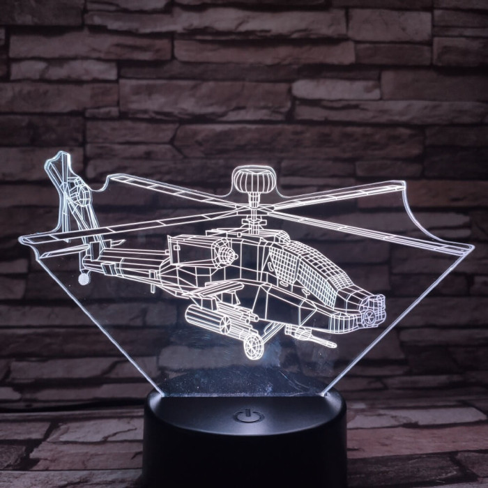 Helikopter 7 színű 3D led lámpa