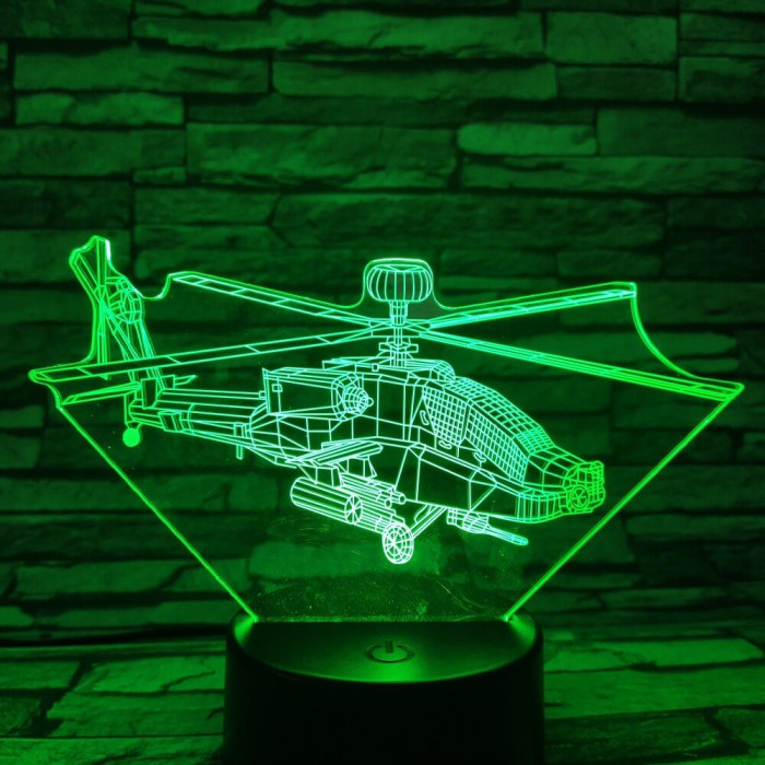 Helikopter 7 színű 3D led lámpa