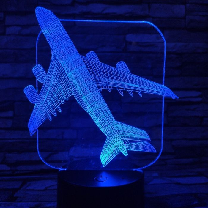 Boeing B747 Utasszállító 7 színű 3D led lámpa