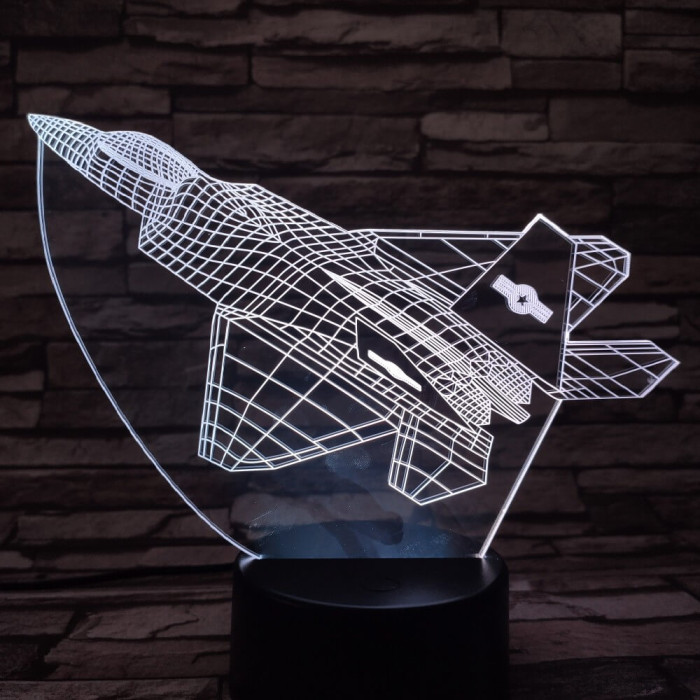 Vadász repülőgép  7 színű 3D led lámpa