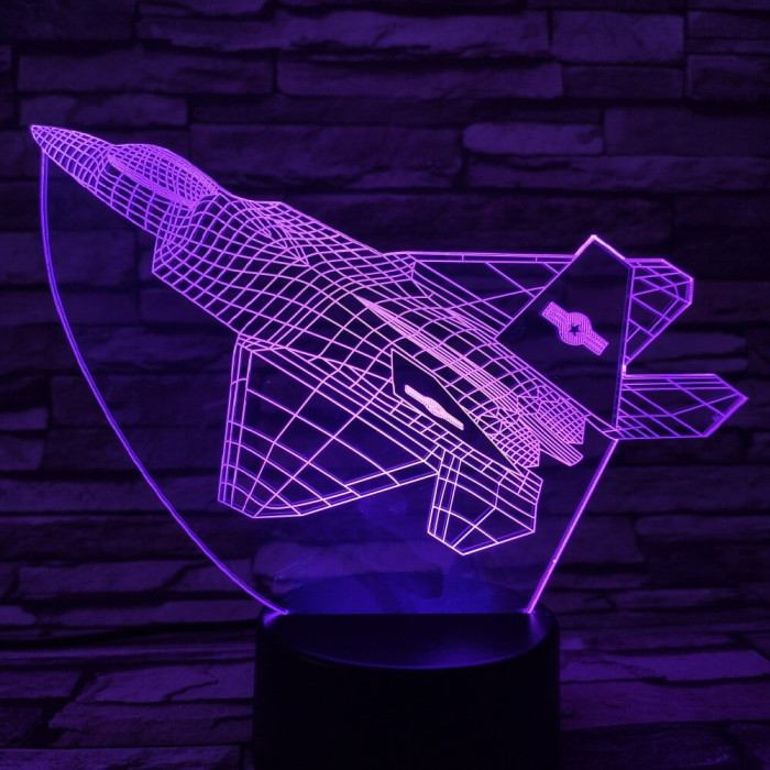 Vadász repülőgép  7 színű 3D led lámpa