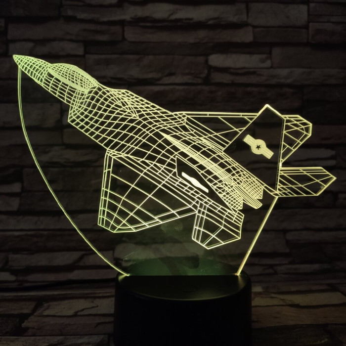 Vadász repülőgép  7 színű 3D led lámpa