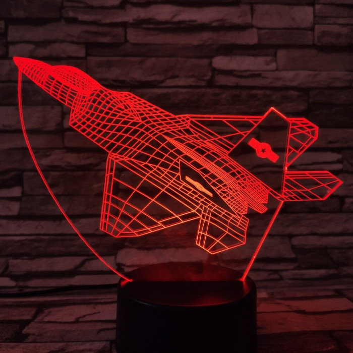 Vadász repülőgép  7 színű 3D led lámpa