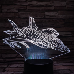 Vadászgép 7 színű 3D led lámpa