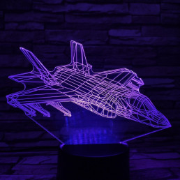 Vadászgép 7 színű 3D led lámpa