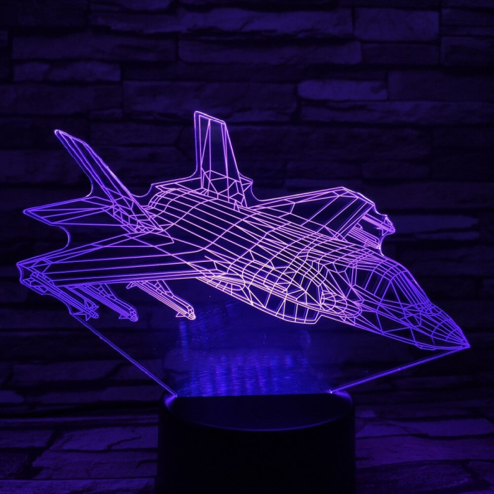 Vadászgép 7 színű 3D led lámpa