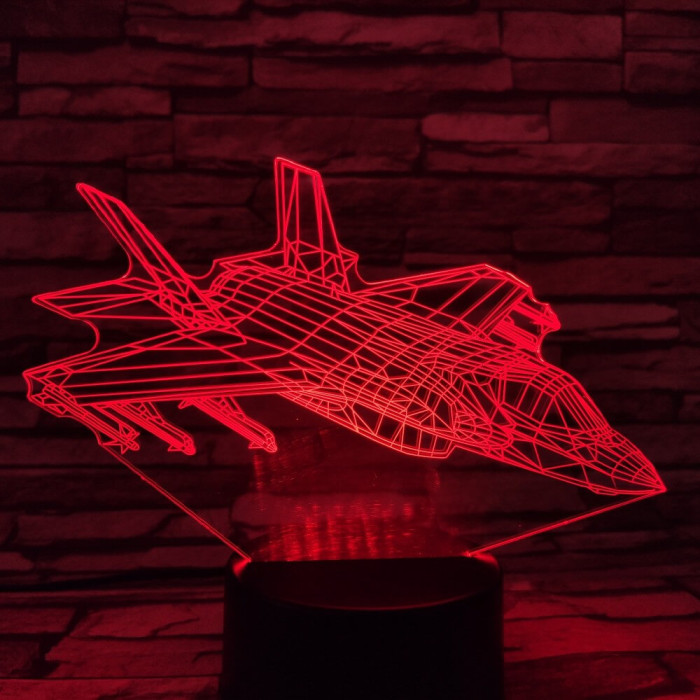 Vadászgép 7 színű 3D led lámpa