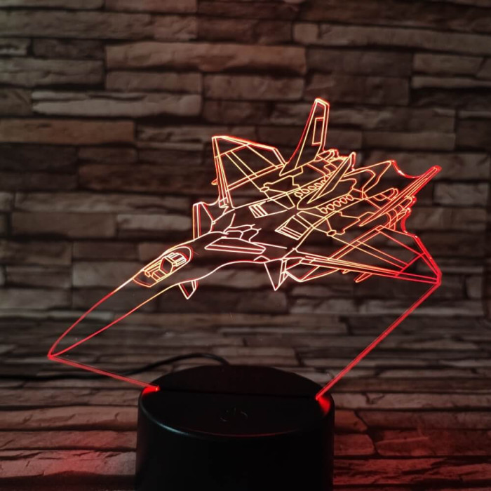 Vadászgép 2 7 színű 3D led lámpa