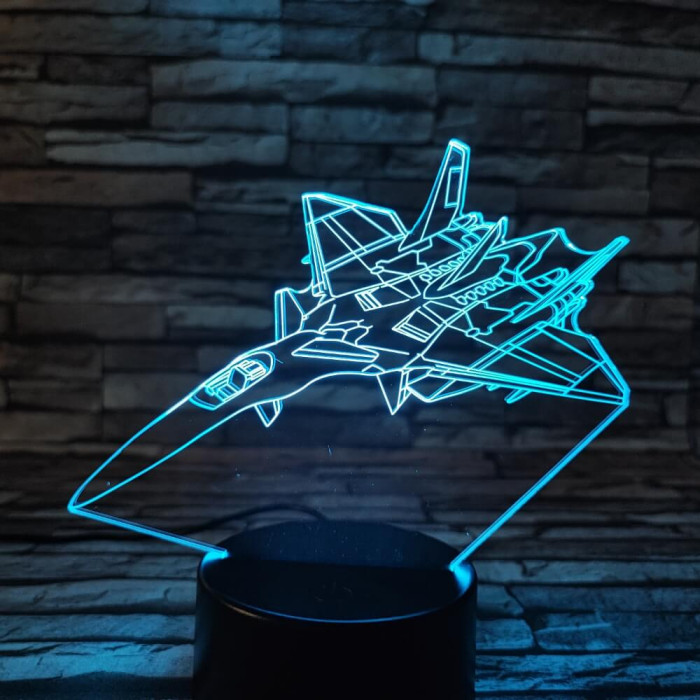Vadászgép 2 7 színű 3D led lámpa