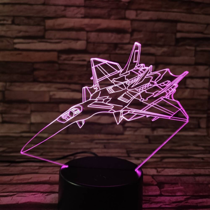 Vadászgép 2 7 színű 3D led lámpa