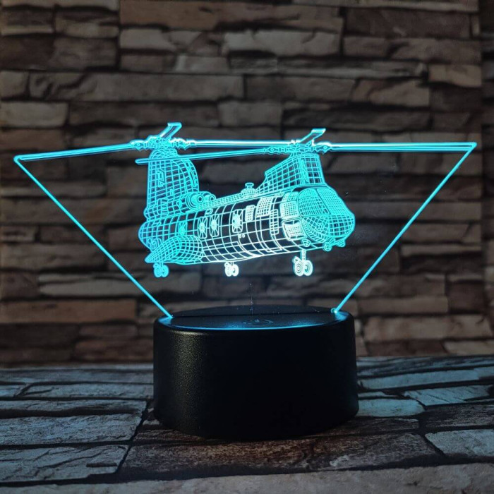 Helikopter dupla motor 7 színű 3D led lámpa