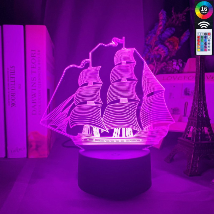 Vitorlás Hajó 3 3D led lámpa