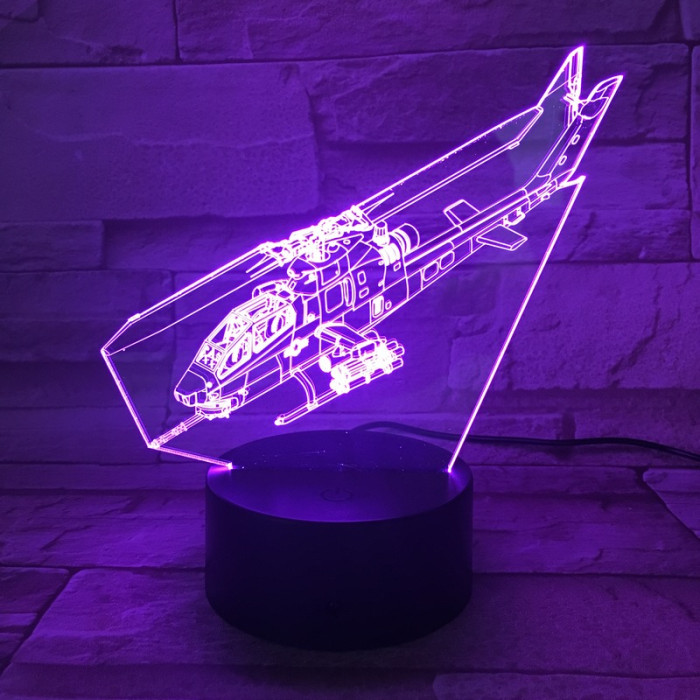 Helikopter 7 színű 3D led lámpa