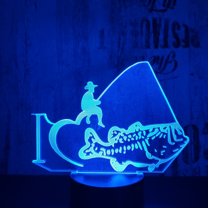 Horgász nagy hal 7 színű 3D led lámpa