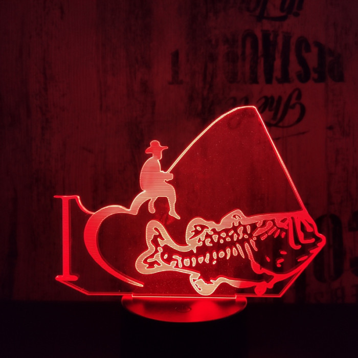 Horgász nagy hal 7 színű 3D led lámpa