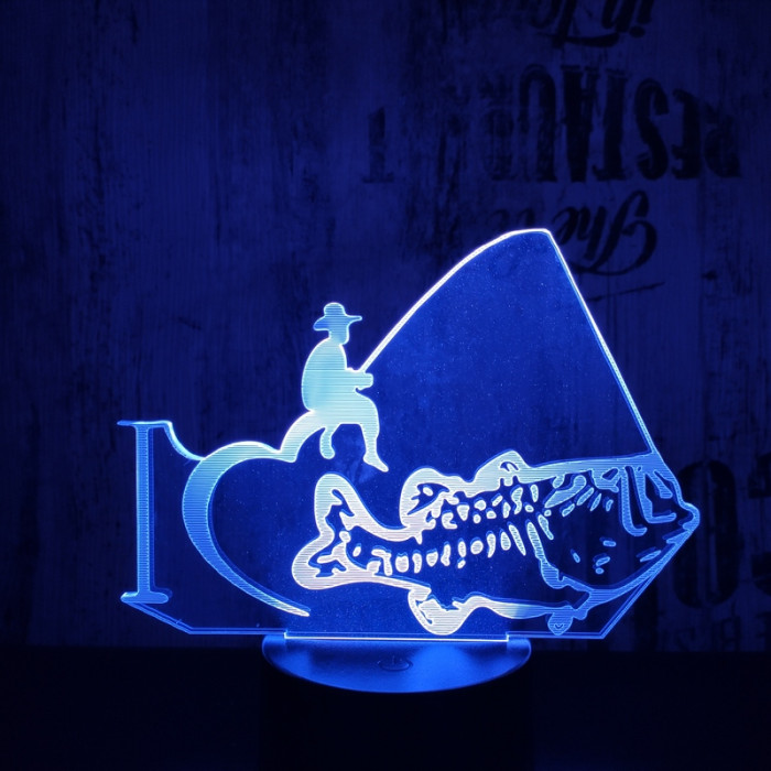 Horgász nagy hal 7 színű 3D led lámpa