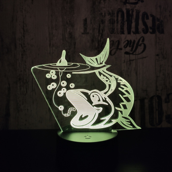 Nagy hal  7 színű 3D led lámpa