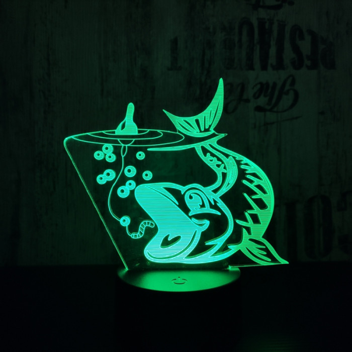 Nagy hal  7 színű 3D led lámpa