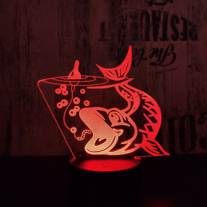 Nagy hal  7 színű 3D led lámpa
