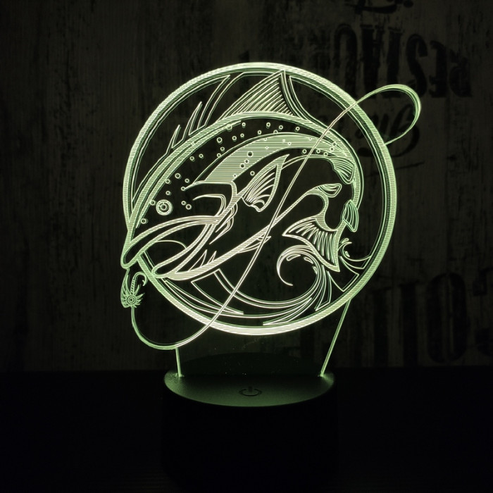 Nagy hal 3  7 színű  3D led lámpa