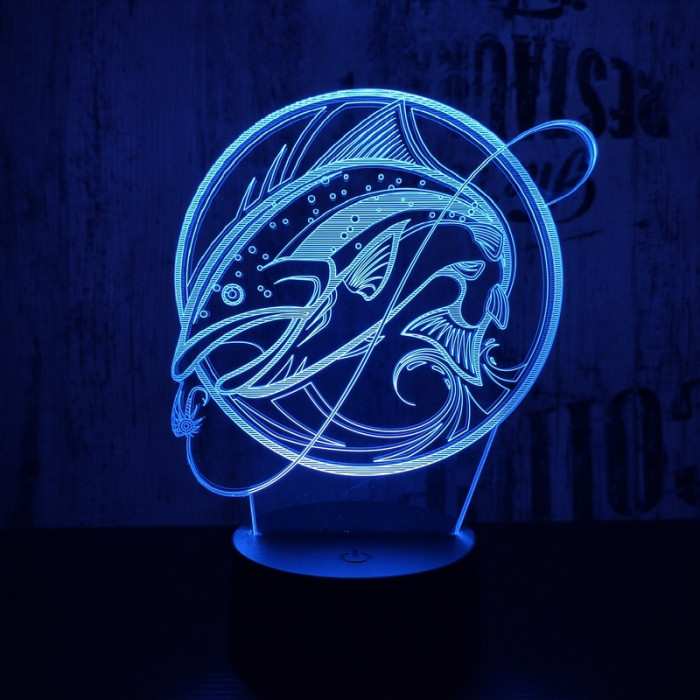 Nagy hal 3  7 színű  3D led lámpa
