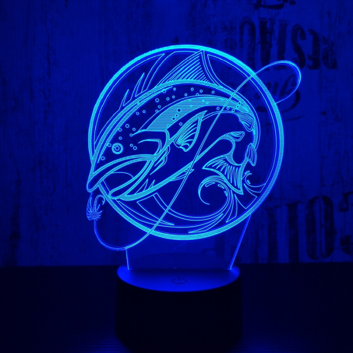Nagy hal 3  7 színű  3D led lámpa