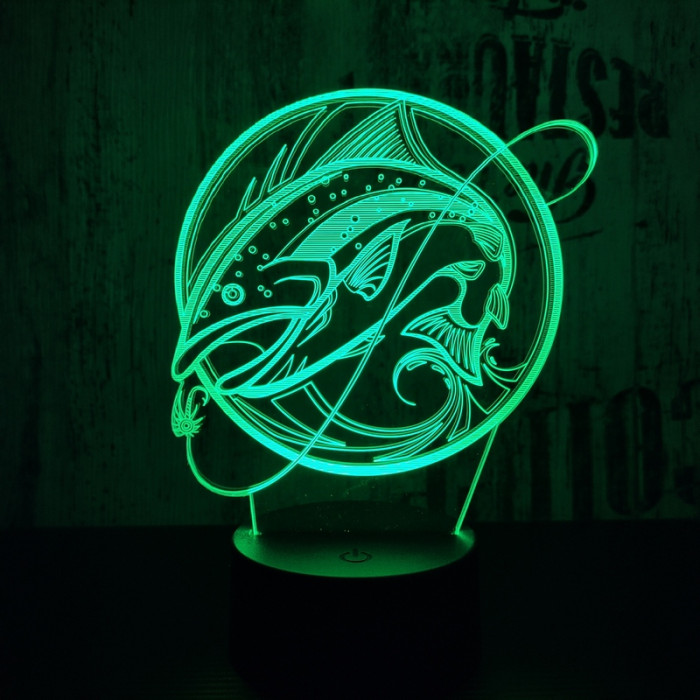 Nagy hal 3  7 színű  3D led lámpa