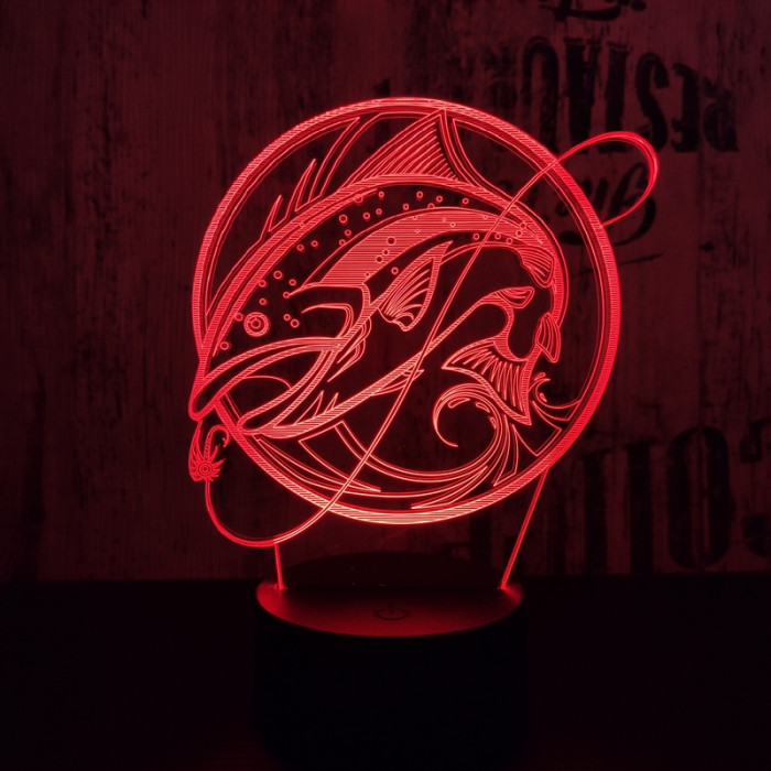 Nagy hal 3  7 színű  3D led lámpa