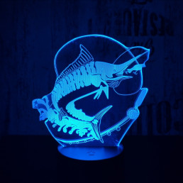 Nagy hal 2  7 színű 3D led lámpa