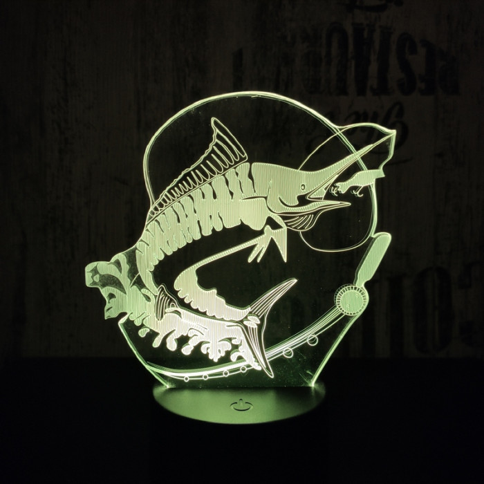 Nagy hal 2  7 színű 3D led lámpa