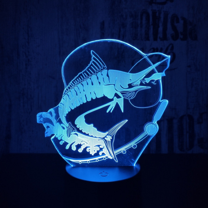 Nagy hal 2  7 színű 3D led lámpa