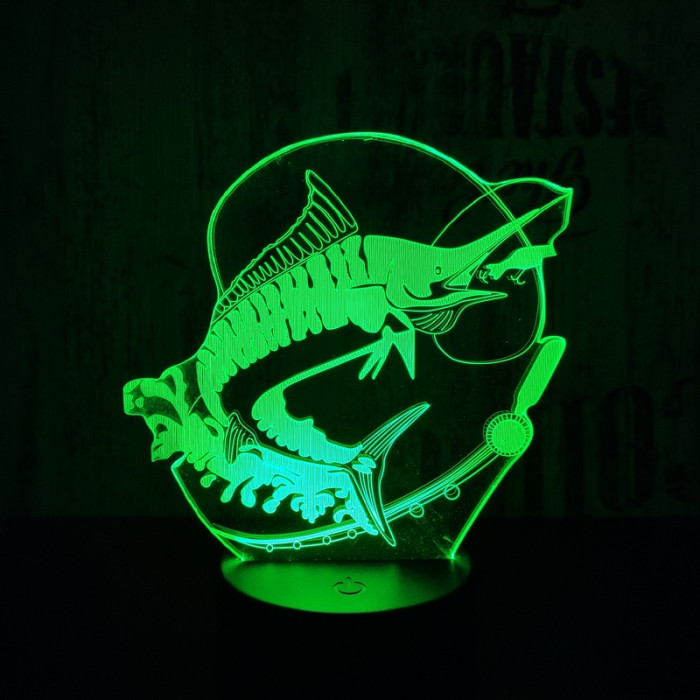 Nagy hal 2  7 színű 3D led lámpa