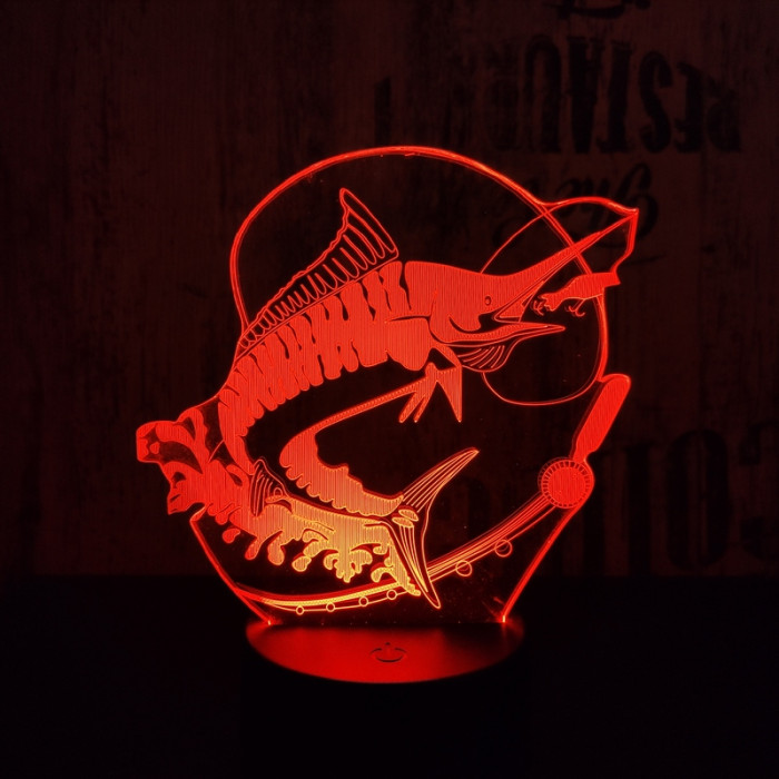 Nagy hal 2  7 színű 3D led lámpa