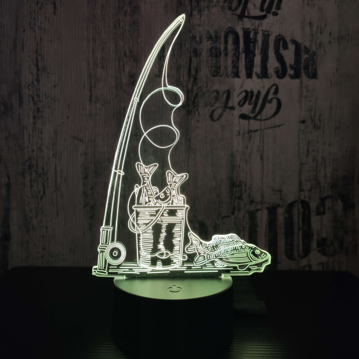 Horgász hal 7 színű 3D led lámpa