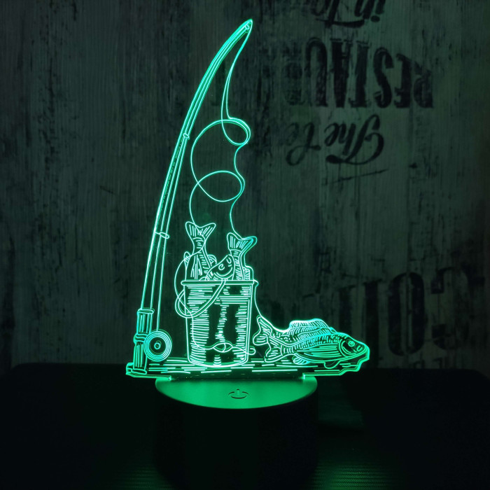 Horgász hal 7 színű 3D led lámpa