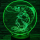 Horgász a kifogott hallal 7 színű 3D led lámpa