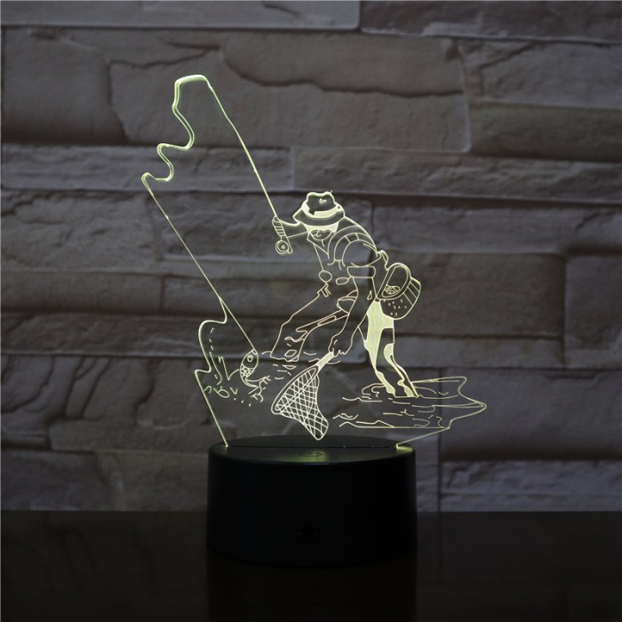 Horgász 7 színű 3D led lámpa
