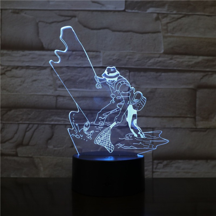 Horgász 7 színű 3D led lámpa