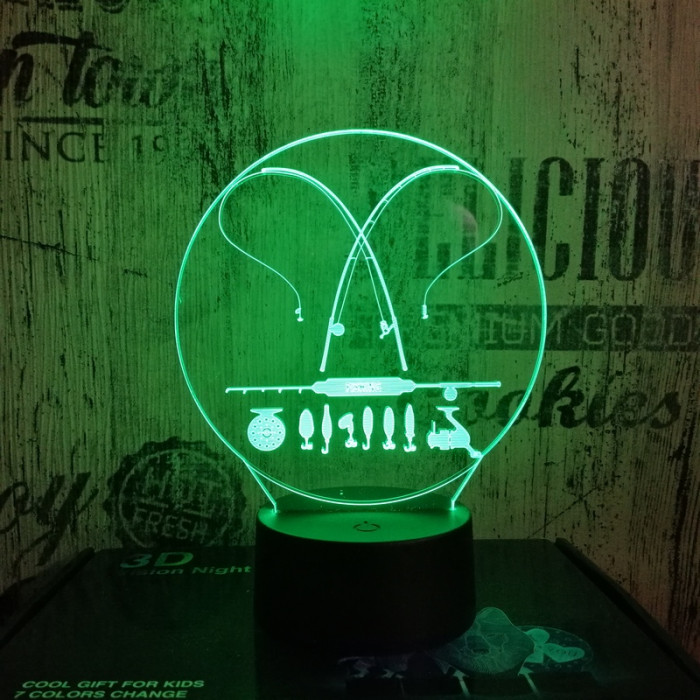 Horgász 7 szinű 3D led lámpa