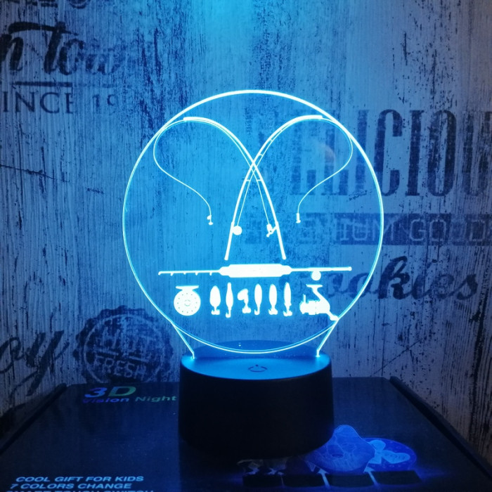 Horgász 7 szinű 3D led lámpa