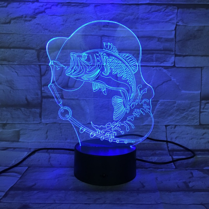 Horgász 7 színű 3D led lámpa